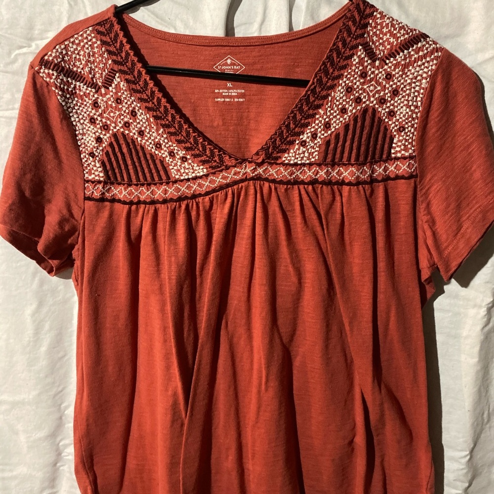Burnt Orange Blouse Shirt XL